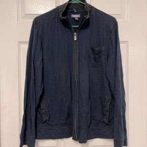 Navy Blue Striped Full Zip Jacket